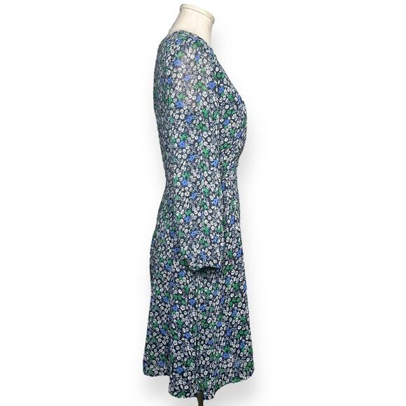 BANANA REPUBLIC Floral Faux Wrap Chic Dress Tie Front Sheer 3/4 Sleeve A-Line 4 - Picture 6 of 13